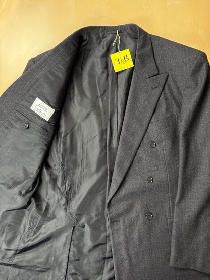 Completo Brioni doppiopetto anni '80 flanella antracite gessato - tg. 56