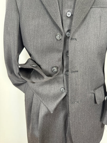 Completo 3 pezzi anni '90 in flanella grigio antracite - tg. 46/48