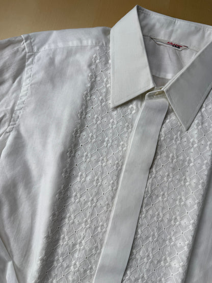 Camicia da sera anni ‘70 con ricamo - XXS, collo 38