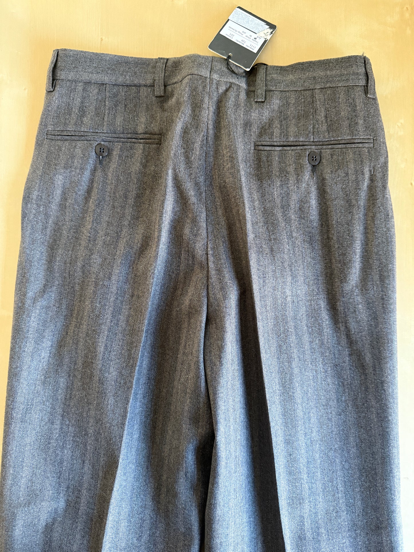 Pantaloni anni ‘70 in flanella marrone-grigio a righe (NOS) - tg. 44