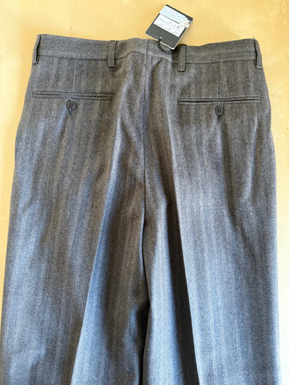 Pantaloni anni ‘70 in flanella marrone-grigio a righe (NOS) - tg. 44
