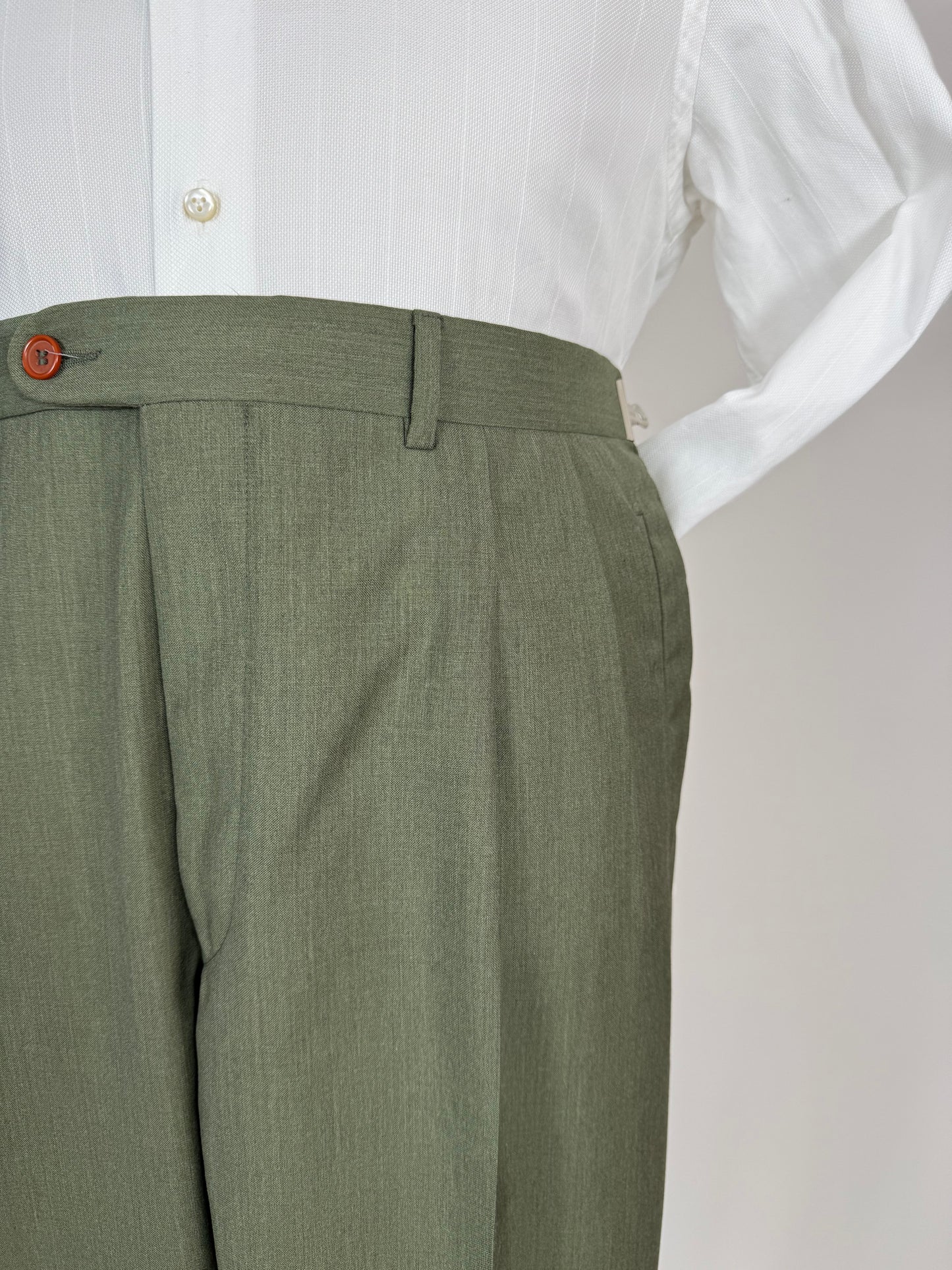 Pantaloni fresco lana verde scuro anni '80 (NOS) - tg. 54/56