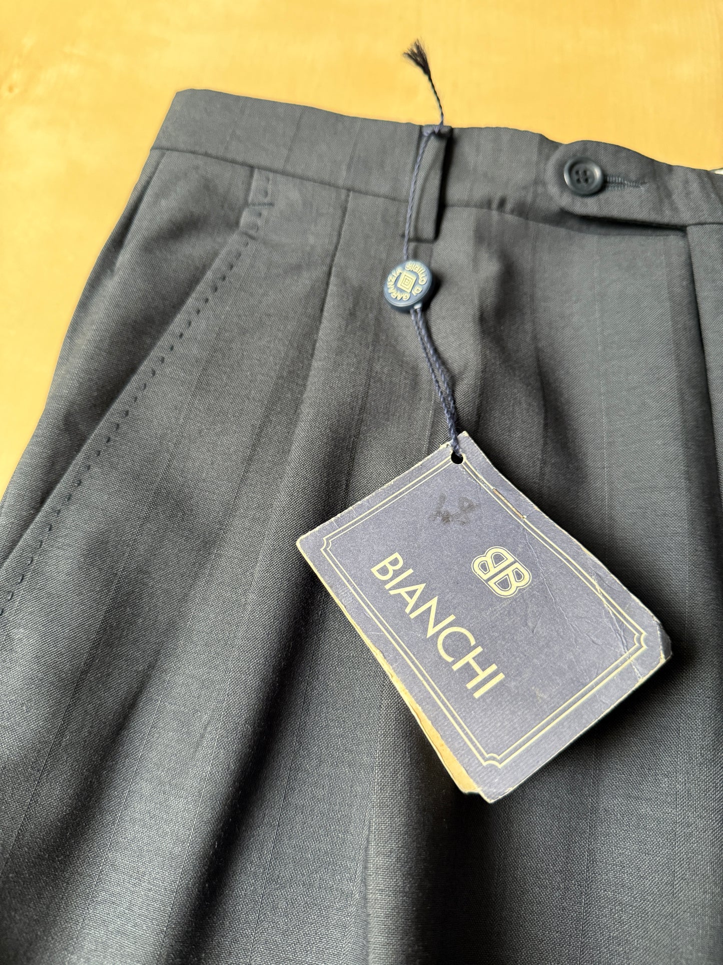 Pantalone in fresco lana blu gessato (NOS) - tg. 48