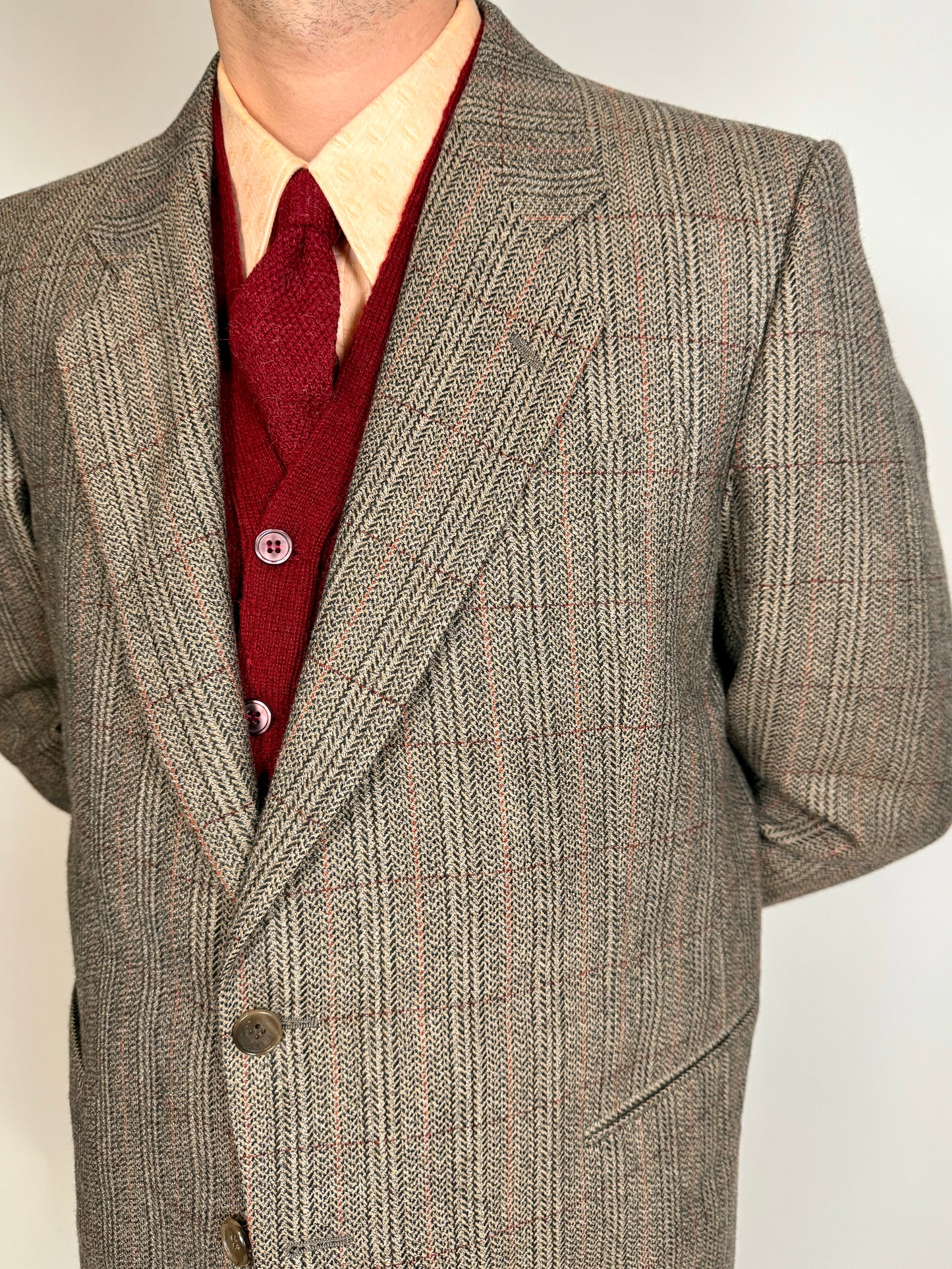 Giacca anni ‘70 spigato windowpane - tg. 52