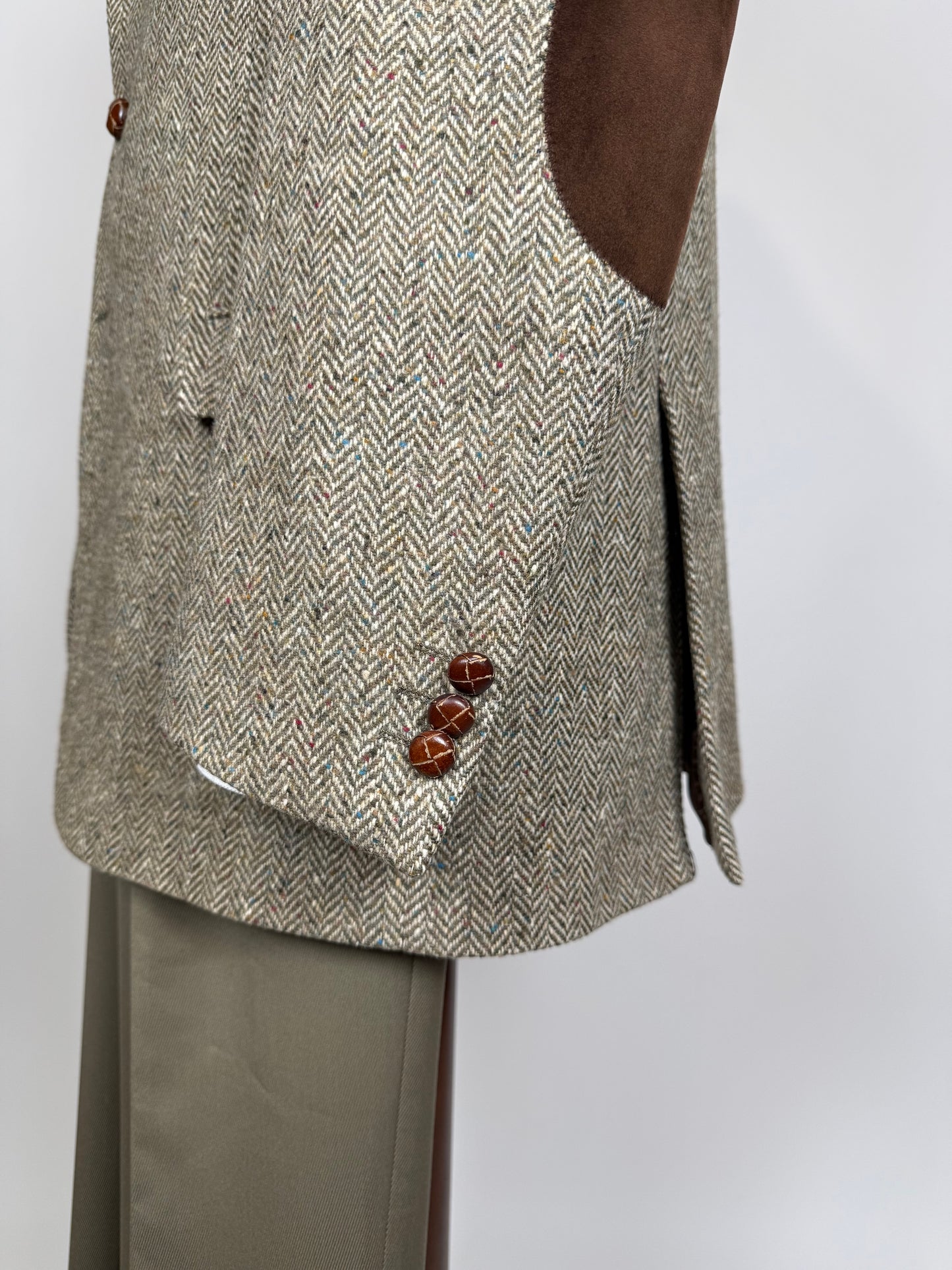 Giacca anni '90 donegal tweed salvia - tg. 52