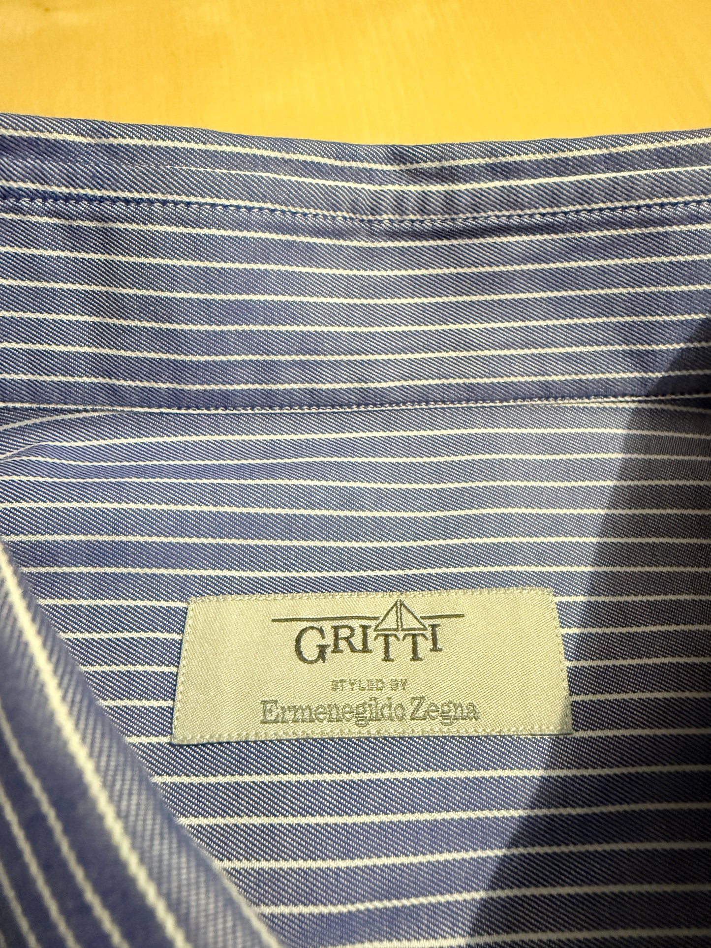 Camicia Ermenegildo Zegna Gritti blu riga in twill ritorto - L collo 42