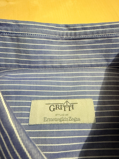 Camicia Ermenegildo Zegna Gritti blu riga in twill ritorto - L collo 42