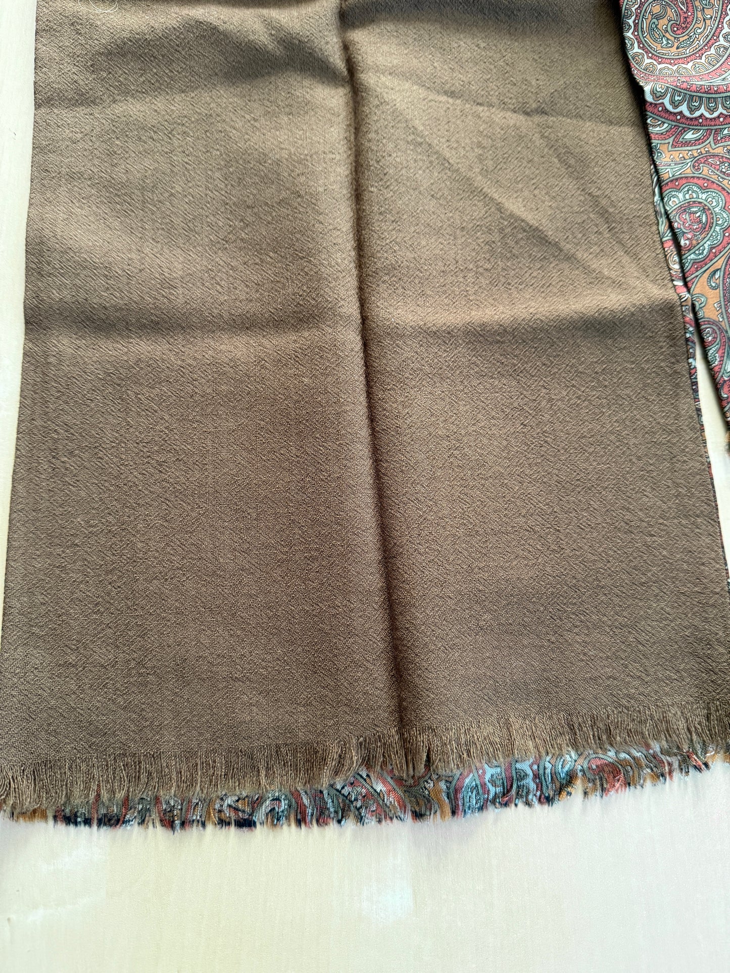 Sciarpa tubolare doppio tessuto in seta e lana