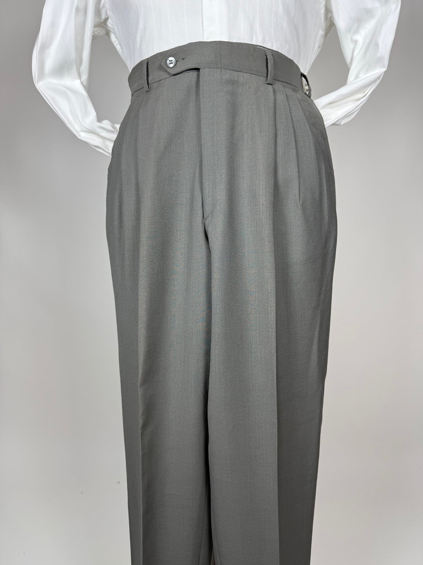 Pantaloni fresco lana salvia 3 pinces anni '80 (NOS) - tg. 50