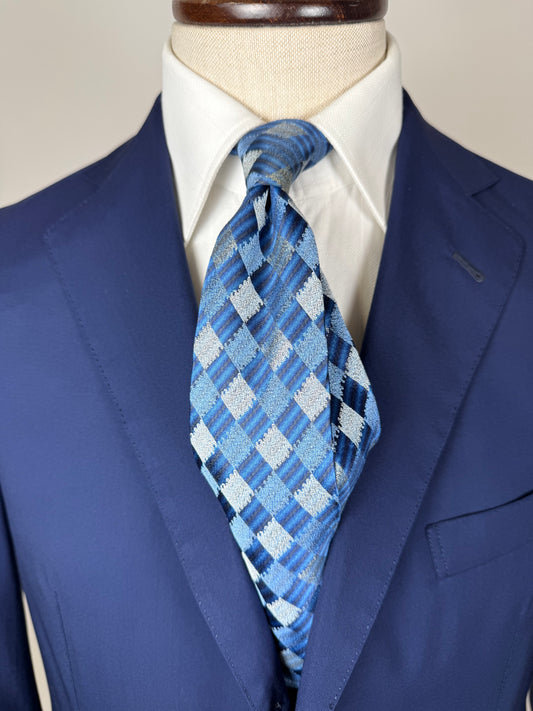 Cravatta Etro losanghe azzurro jacquard