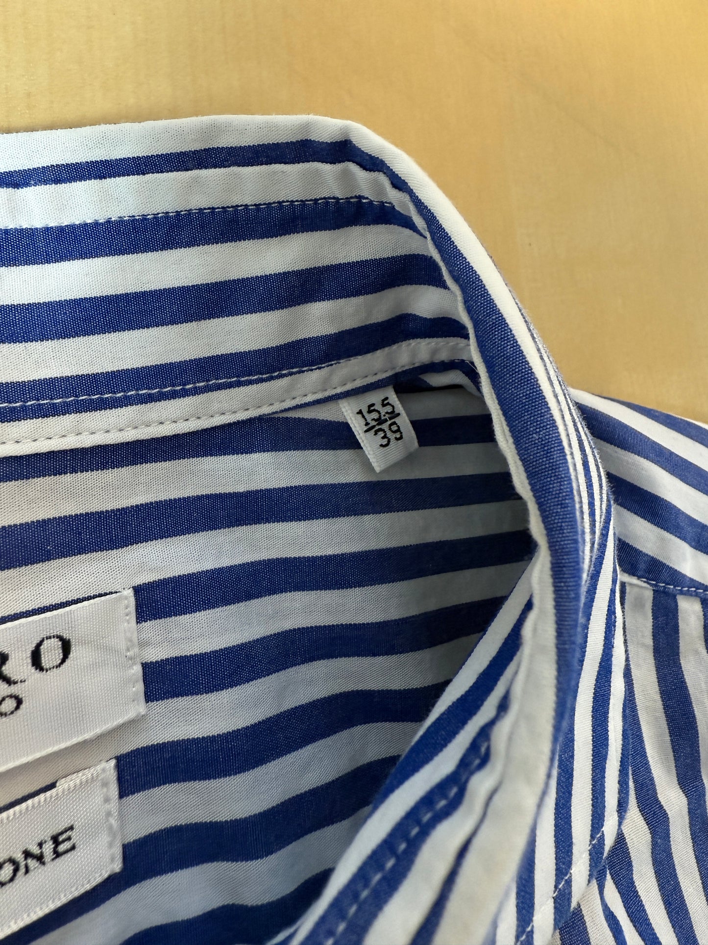 Camicia riga bacchettata blu - tg. S collo 39