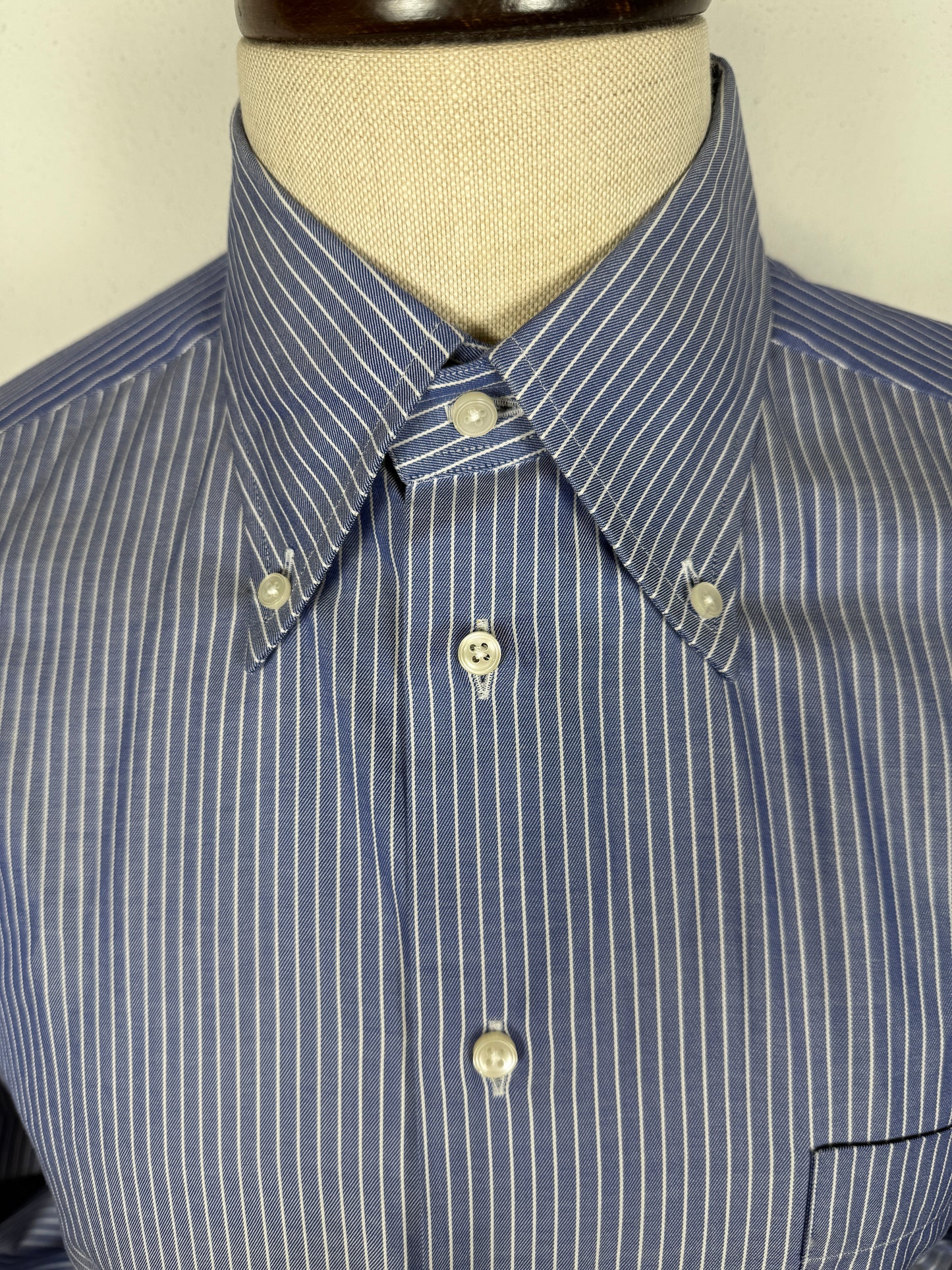 Camicia Ermenegildo Zegna Gritti blu riga in twill ritorto - L collo 42