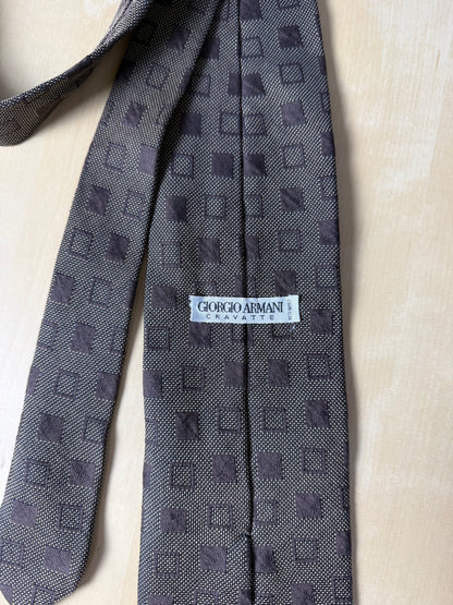 Cravatta Armani vintage marrone quadri