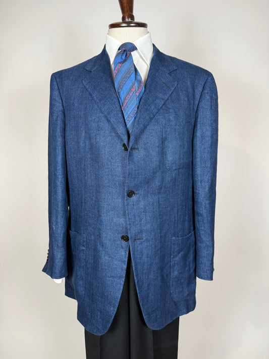 Giacca Isaia in puro lino spigato blu china - tg. 56