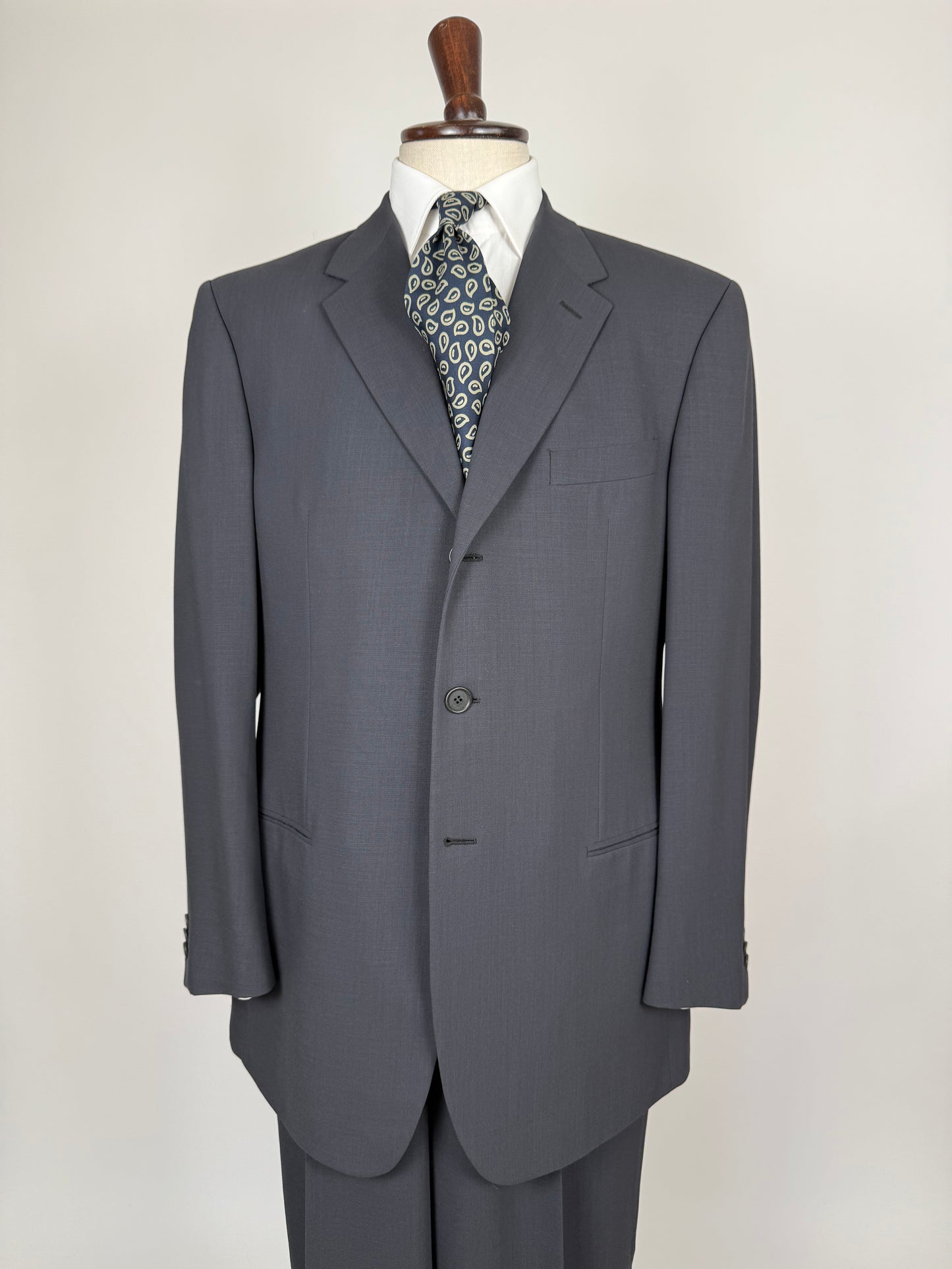 Completo Armani anni '90 fresco lana grigio petrolio - tg. 54