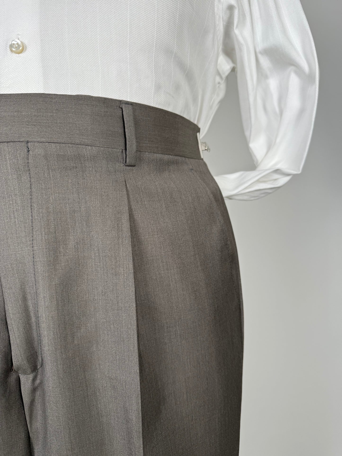 Pantaloni fresco lana cachi-marrone anni '90 (NOS) - tg. 50/52