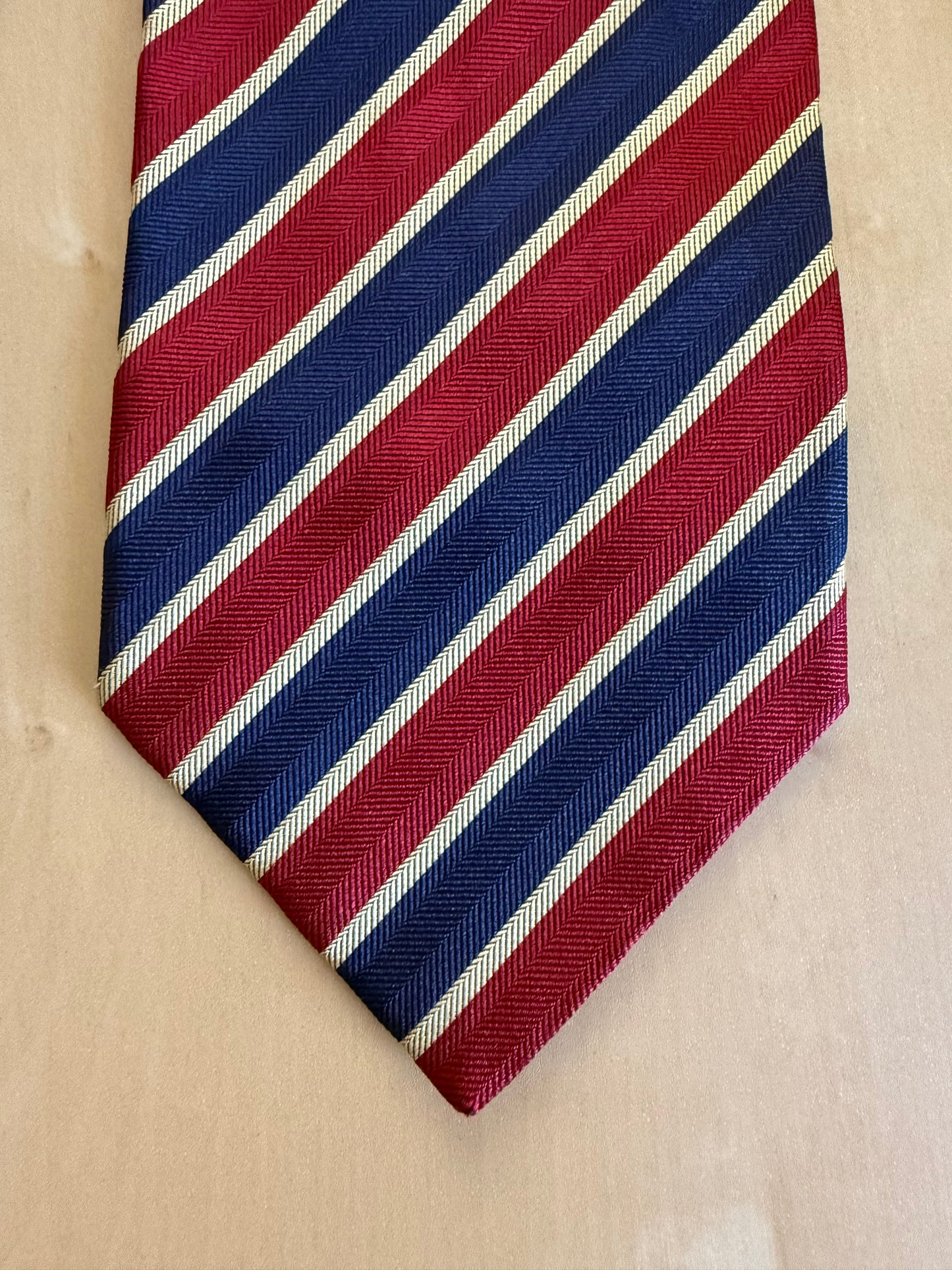 Cravatta regimental rosso blu trama spigata