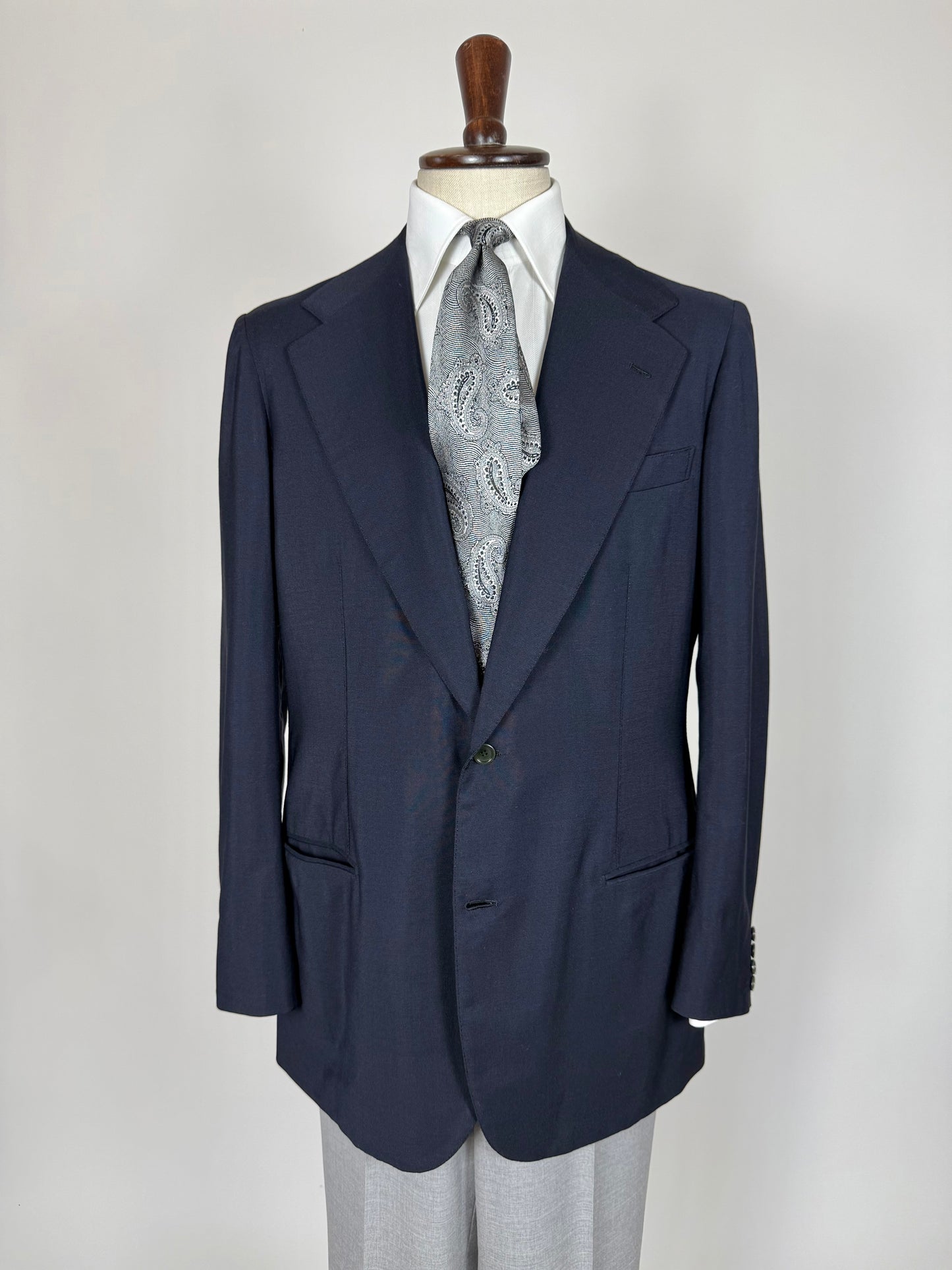 Giacca sartoriale anni '70 fresco lana blu - tg. 52 lunga