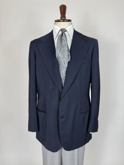 Giacca sartoriale anni '70 fresco lana blu - tg. 52 lunga