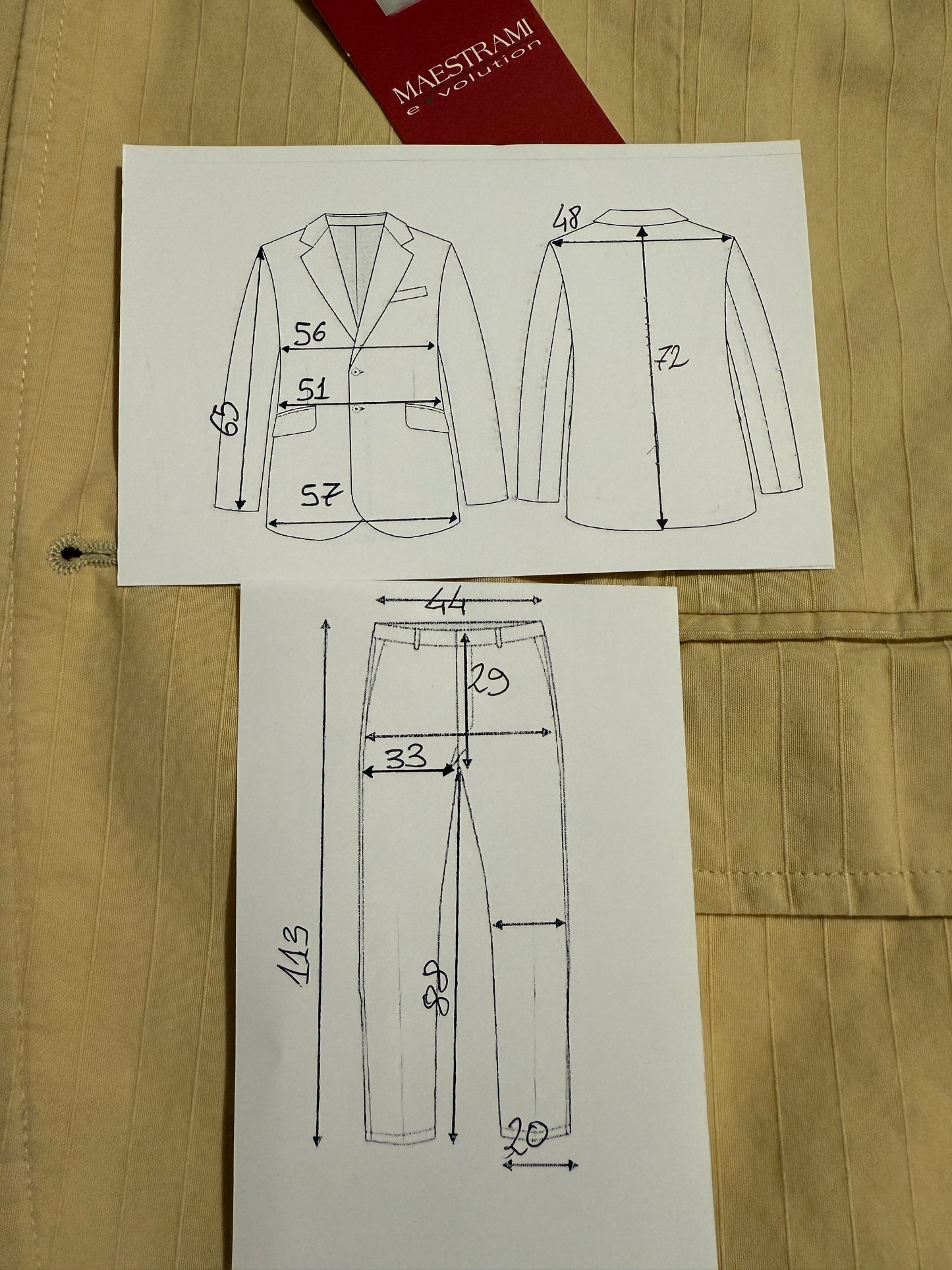 Completo estivo in puro cotone sfoderato color crema (NOS) - tg. 48/50