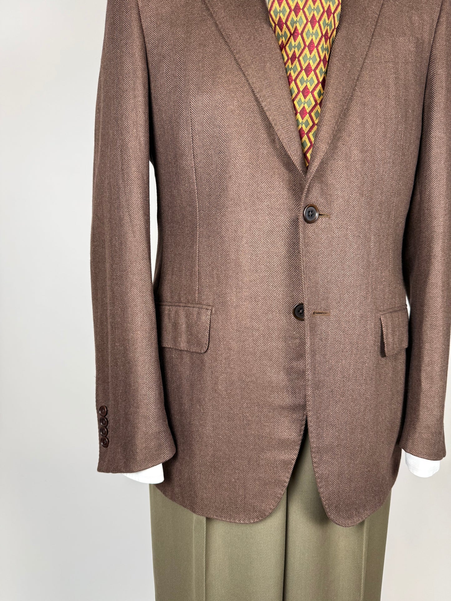 Giacca in puro cashmere Piacenza marrone spigato - tg. 48