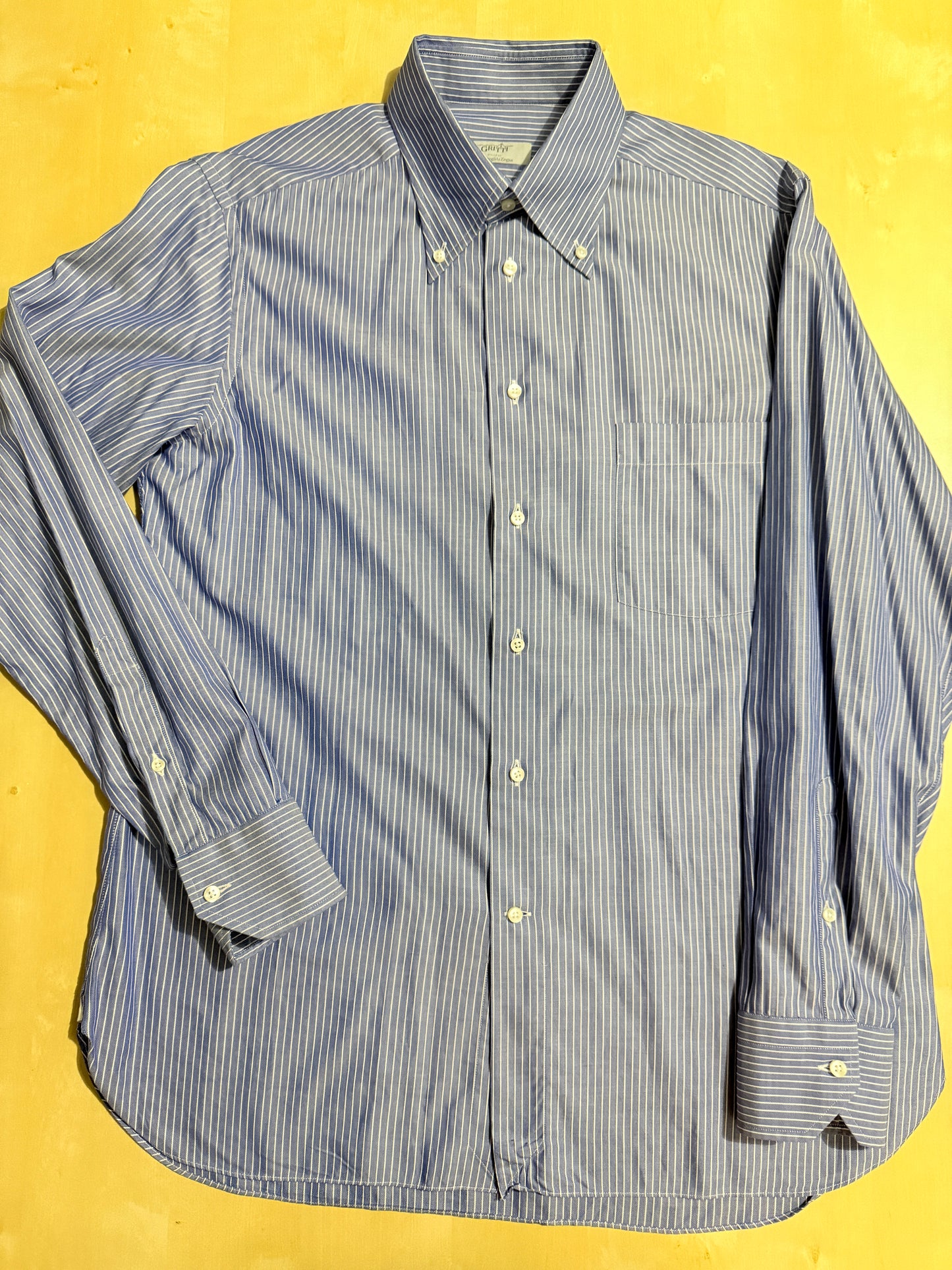 Camicia Ermenegildo Zegna Gritti blu riga in twill ritorto - L collo 42