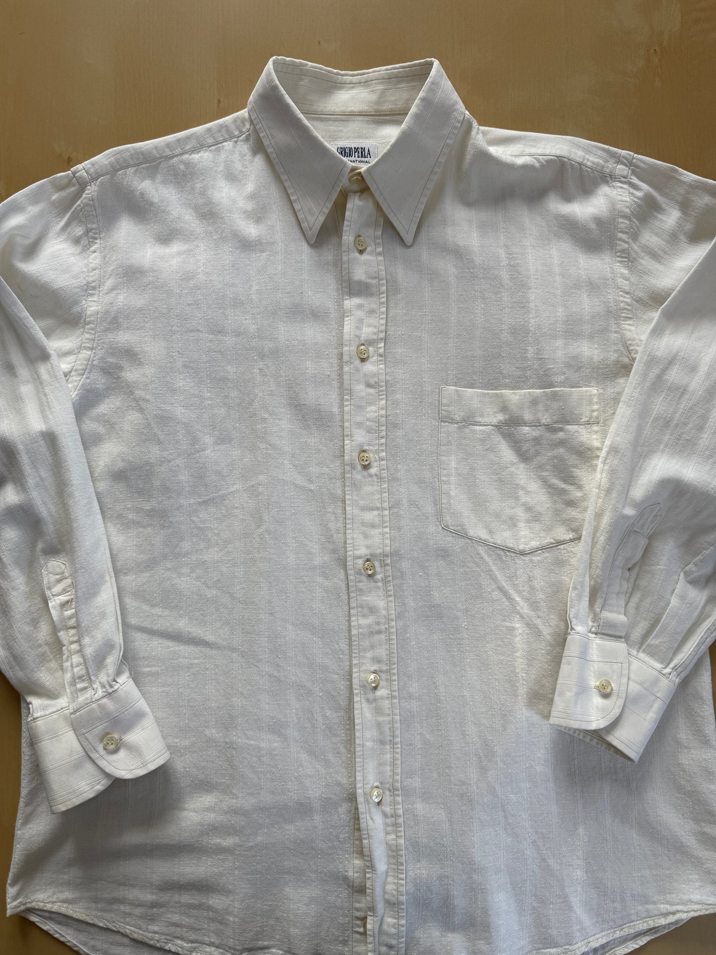 Camicia anni ‘80 in cotone e lino collo italiano - M/L collo 40