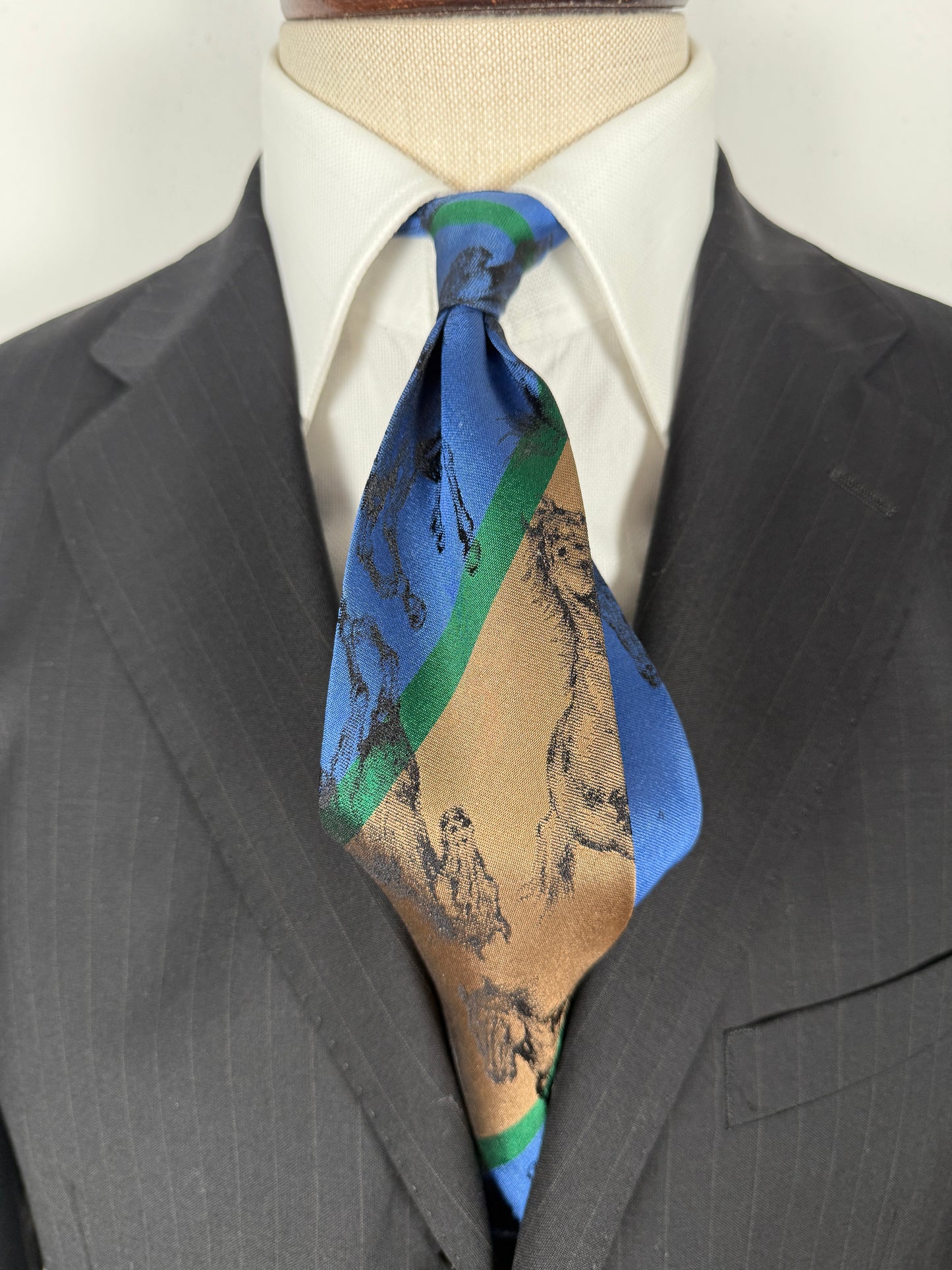 Cravatta vintage con cavalli neri jacquard