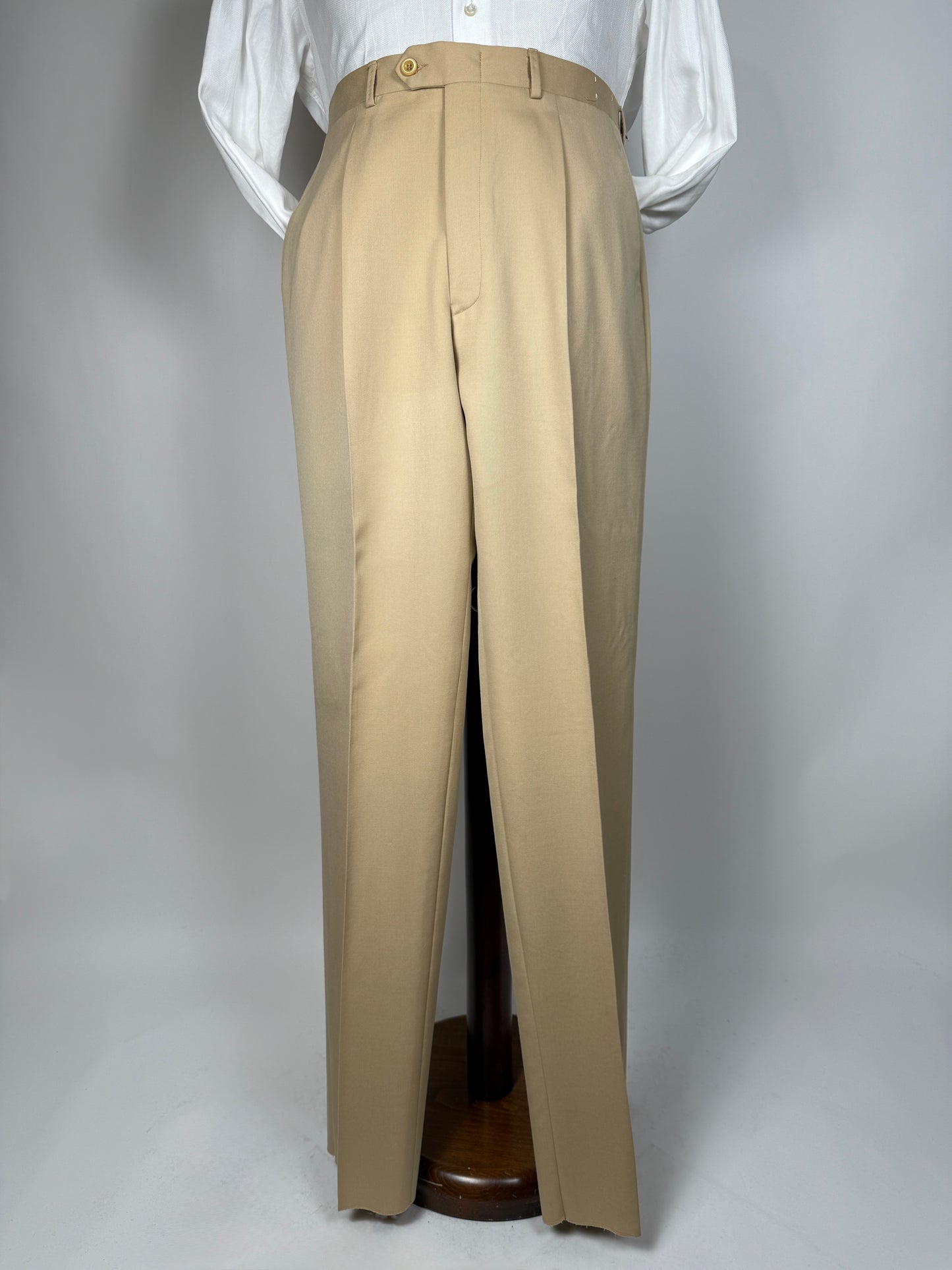 Pantaloni anni ‘70/'80 in twill di lana beige (NOS) - tg. 50