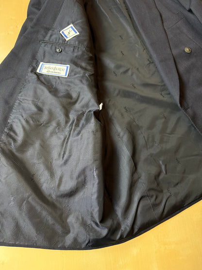 Completo doppiopetto Yves Saint Laurent anni '80 flanella blu - tg. 54/56