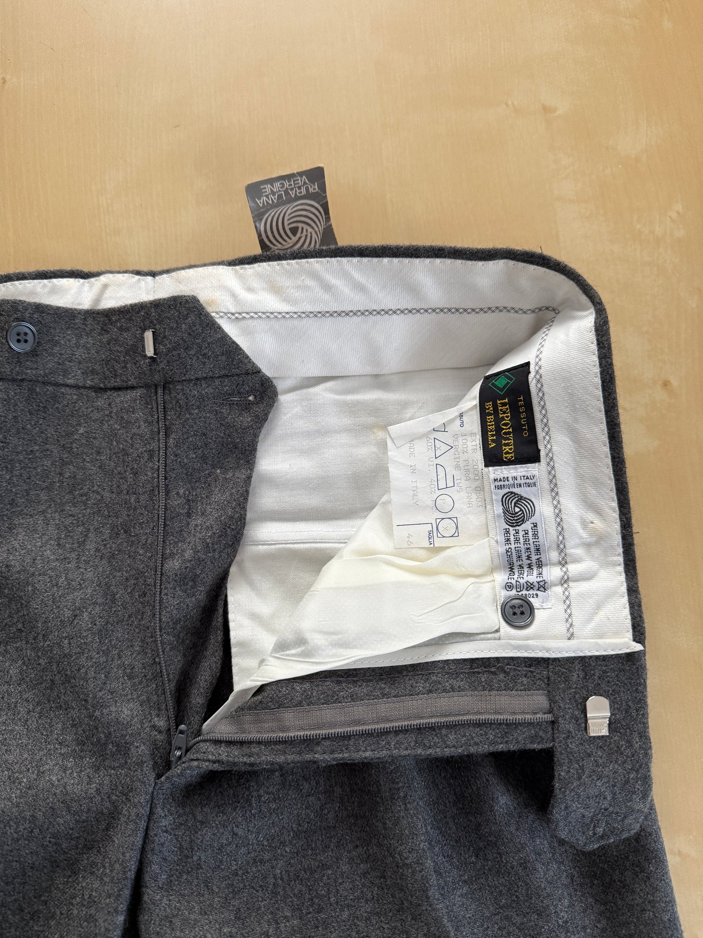 Pantaloni anni ‘80 flanella grigio medio (NOS) - tg. 46