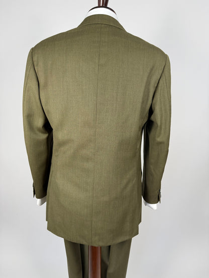 Completo anni ‘80 verde oliva lana pettinata E. Zegna - tg. 48/50