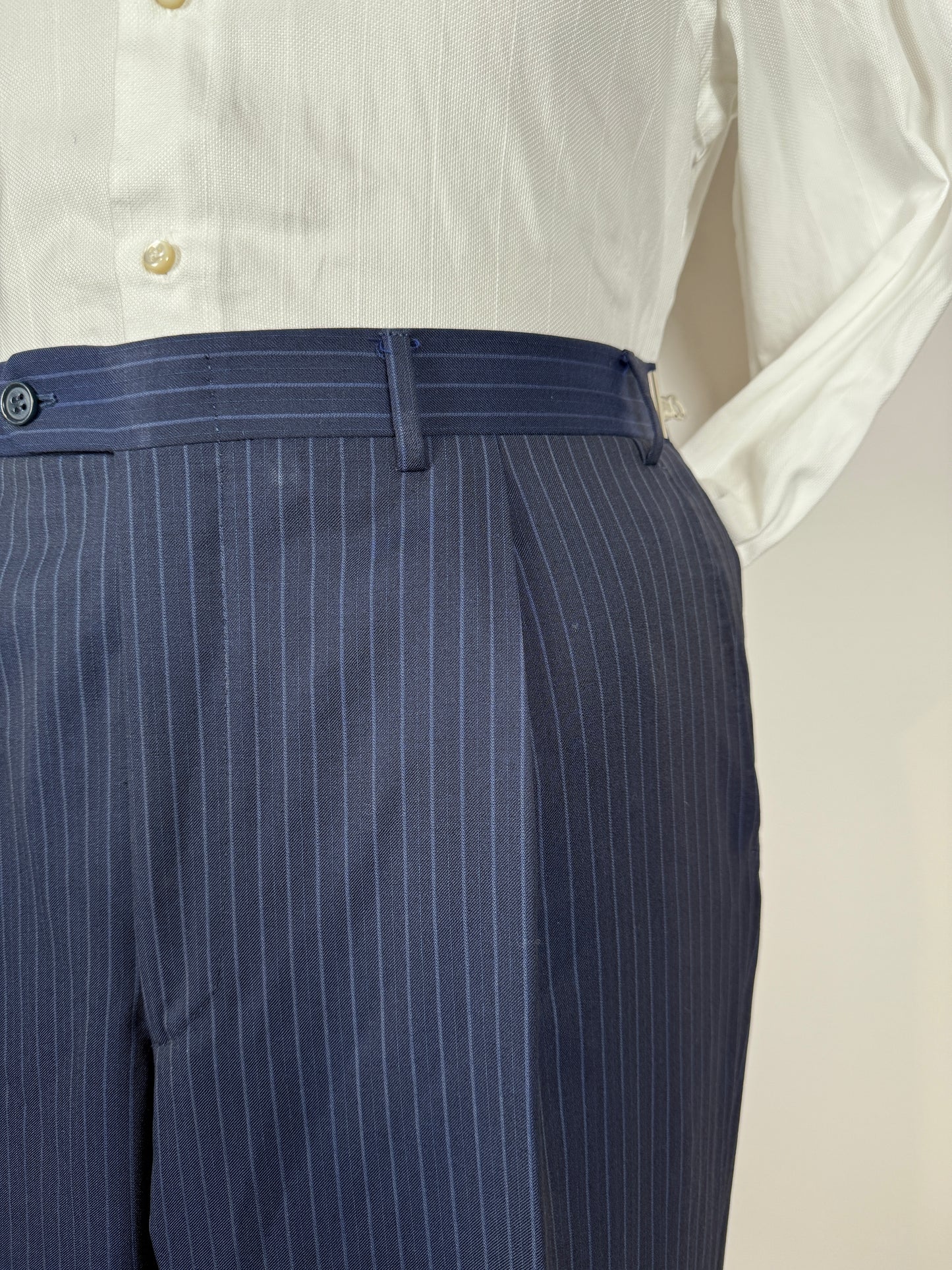 Completo Canali lana pettinata blu gessato - tg. 54