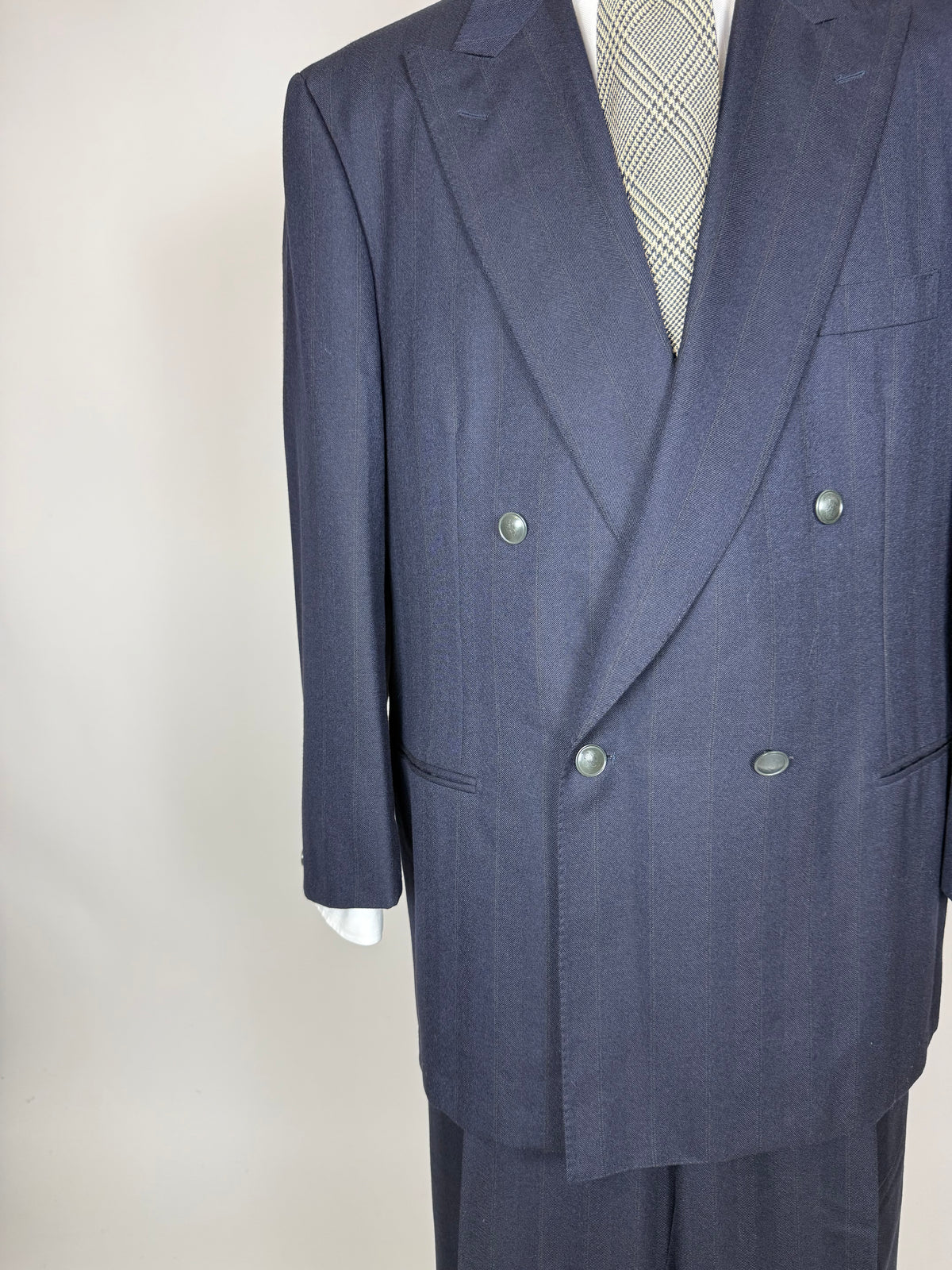 Completo doppiopetto Yves Saint Laurent anni '80 flanella blu - tg. 54/56