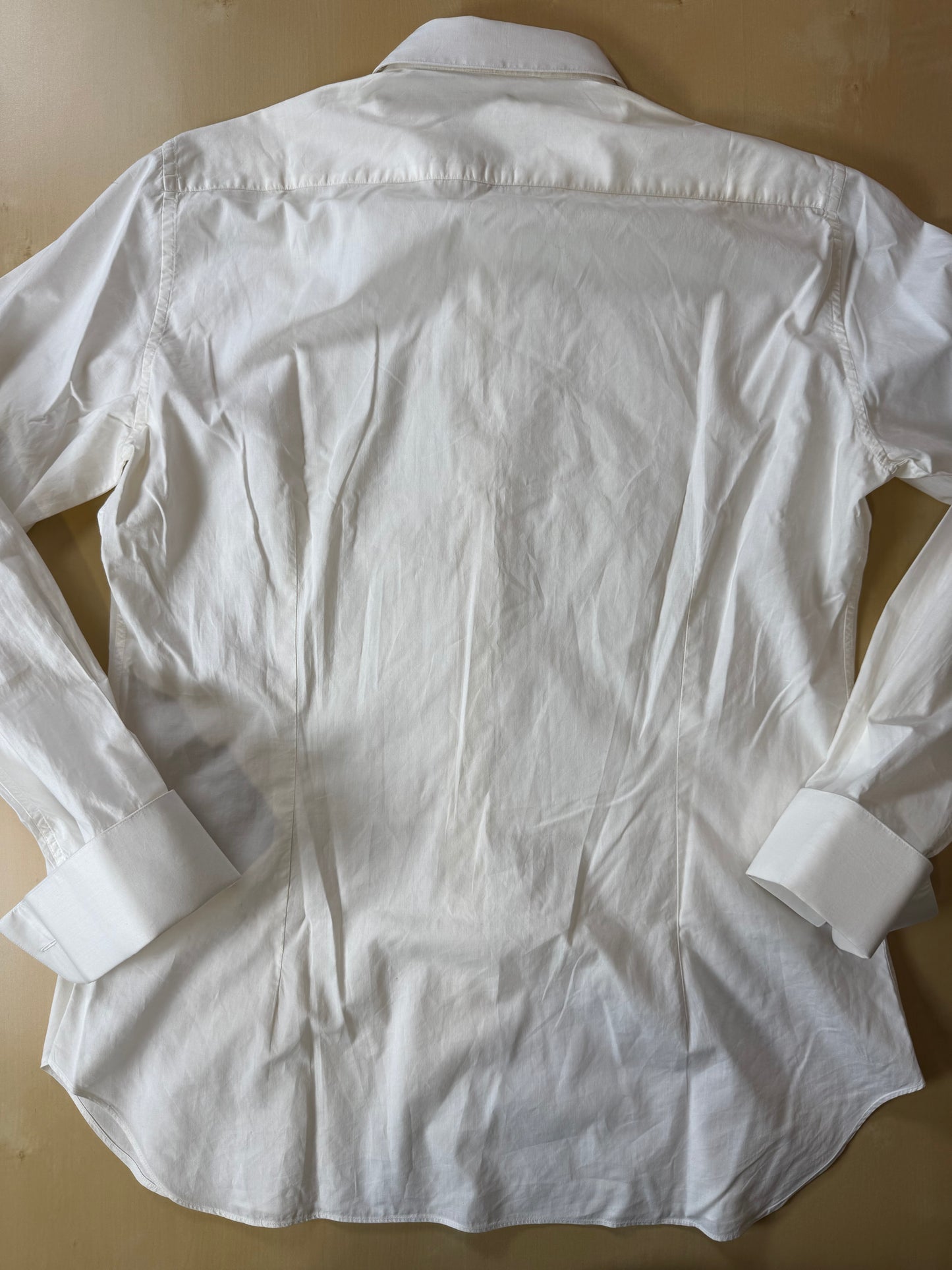 Camicia da smoking anni ‘70/‘80 con sparato plissettato - M collo 40