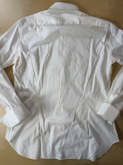 Camicia da smoking anni ‘70/‘80 con sparato plissettato - M collo 40