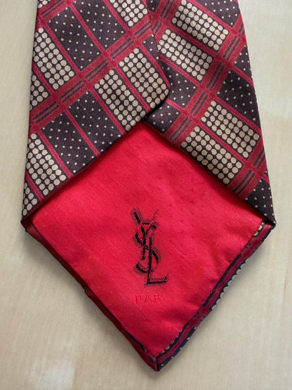 Cravatta Yves Saint Laurent anni ‘70 fantasia geometrica