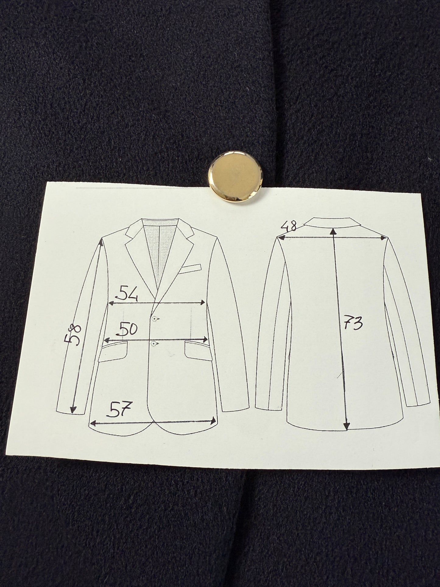 Navy blazer sartoriale anni ‘90 in panno lana e cashmere - tg. 48