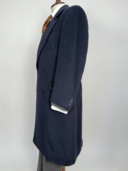 Cappotto in puro cammello blu con soffietto e martingala - tg. 48-52