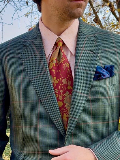 Pochette in seta Etro blu fantasia paisley