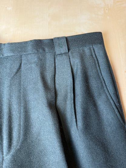 Pantaloni Yves Saint Laurent anni ‘80 in flanella verde scuro - tg. 50