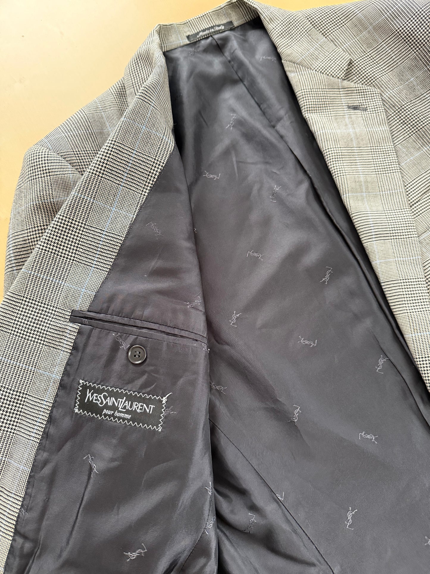 Giacca Yves Saint Laurent anni ‘90 principe di Galles bottoni madreperla - tg. 50