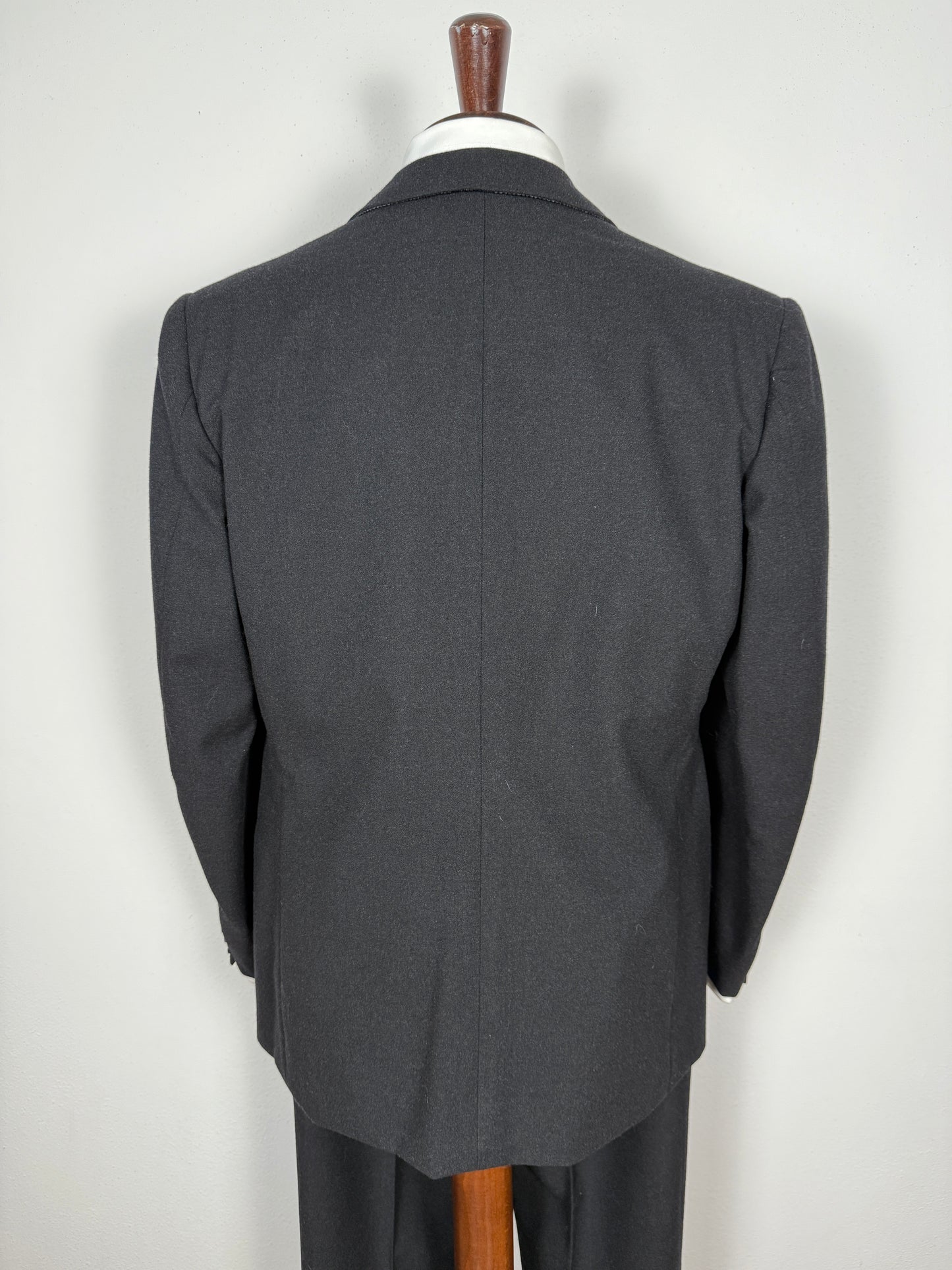 Completo 3 pezzi sartoriale anni ‘60/‘70 in flanella antracite - tg. 50