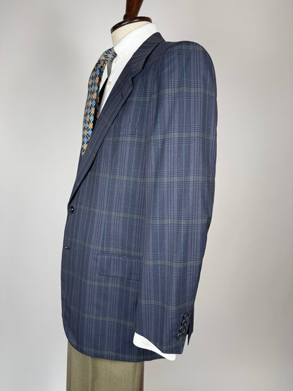 Giacca Brioni fresco lana tartan blu e verde - tg. 52