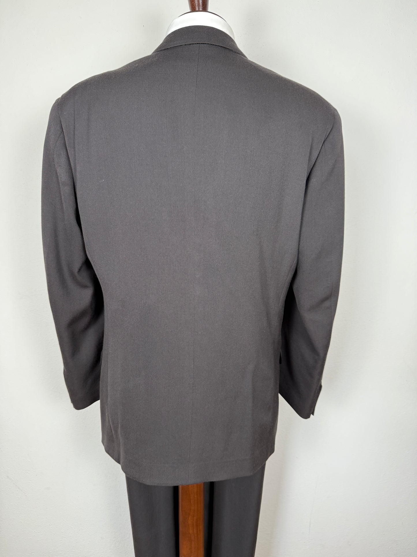 Completo doppiopetto anni ‘80 flanella verde petrolio - tg. 50/52 drop alto