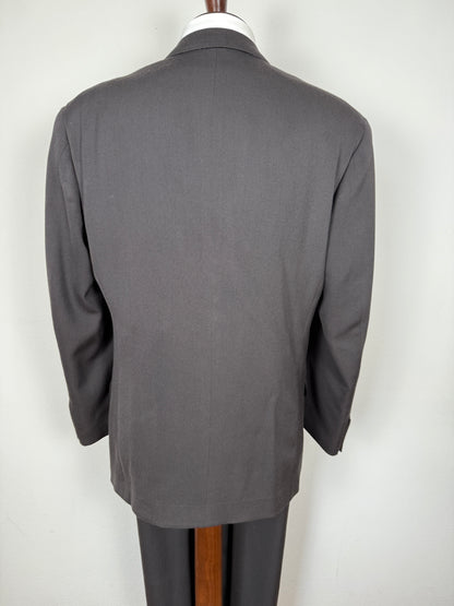 Completo doppiopetto anni ‘80 flanella verde petrolio - tg. 50/52 drop alto