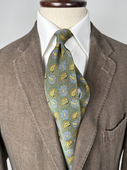 Cravatta Valentino crêpe verde fantasia floreale