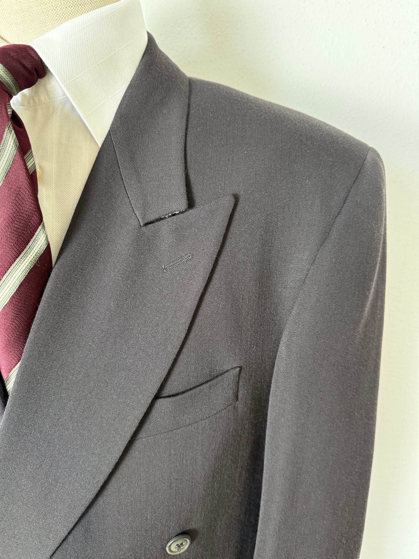 Completo doppiopetto anni ‘80 flanella verde petrolio - tg. 50/52 drop alto