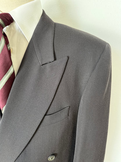 Completo doppiopetto anni ‘80 flanella verde petrolio - tg. 50/52 drop alto