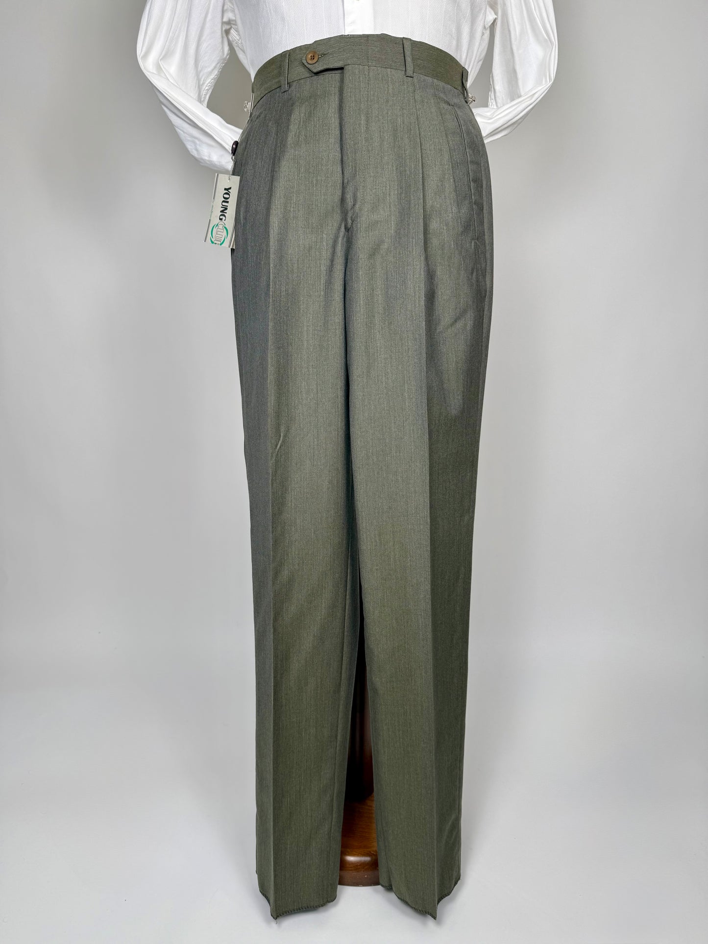 Pantaloni fresco lana verde scuro/cachi anni '80 (NOS) - tg. 46/48